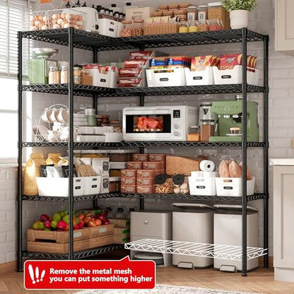 5 Tier Heavy Duty Metal Shelving (Black-15.8" Dx61.7" Wx72.4" H-5 Tier)