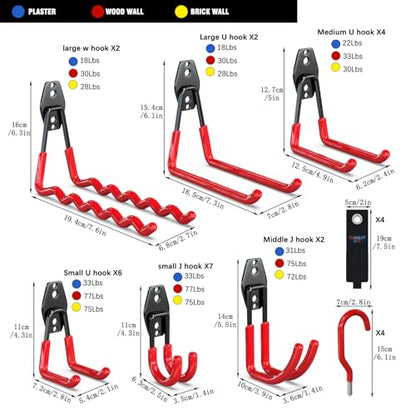 Heavy Duty Garage Hooks (Red / 31)