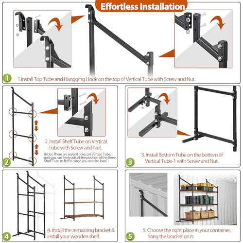 2 Pack Hanging Heavy duty Adjustable Shelf 56.5x22 Cargo Container Shelving units (2 Pieces)