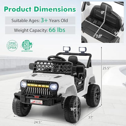 Kids Ride On Truck (White / 37" × 24.5" × 25.5'')