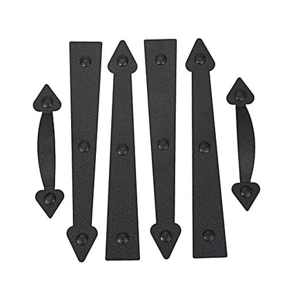 Magnetic Decorative Garage Door Curb Appeal Faux Hinges Handles Hardware Kit Color Black