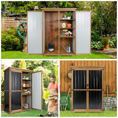 Outdoor Storage Cabinet Waterproof with Shelves (black / 46"L x 18"W x 68"H)