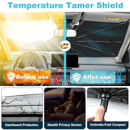 Windshield Sun Shade Umbrella Compatible with Toyota Tacoma 2016 (For Toyota Tacoma 2016+)