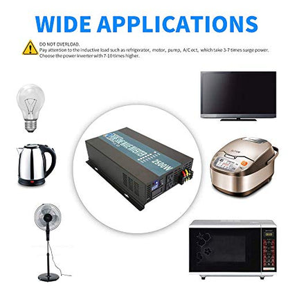 Strong Driving Capacity 2500W 24VDC to 120VAC Pure Sine Wave Inverter Power Converter (2500W 24V)