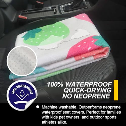 Back Seat Cover for Car Trucks Van SUV Jeep (Rear Bench Seat Towel / Strawberry)