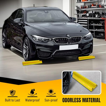2 Pcs 18'' Parking Car Wheel Stopper for Garage with 2 Installation Methods (2pc-17.5'' Yellow)