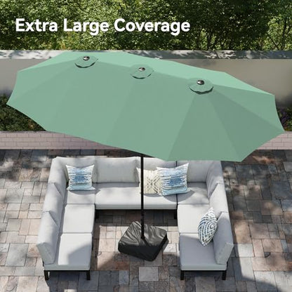 15ft Large Outdoor Patio Umbrella with Base Included (Mint Green)