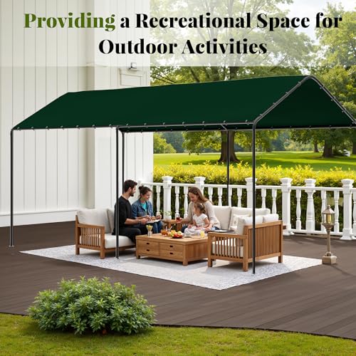 10x20 Carport Heavy Duty Portable Garage Shelter (Green / 10x20 without sidewalls)