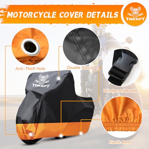 Motorcycle Cover Waterproof Outdoor Storage Fits Up to 86" (M-86")