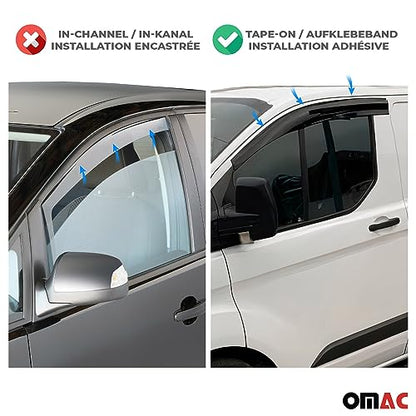 Window Visor Vent Rain Guard Deflector for Hyundai Tucson 2010 (Tucson 2010-2015 / Wind Deflector / Tape-On)
