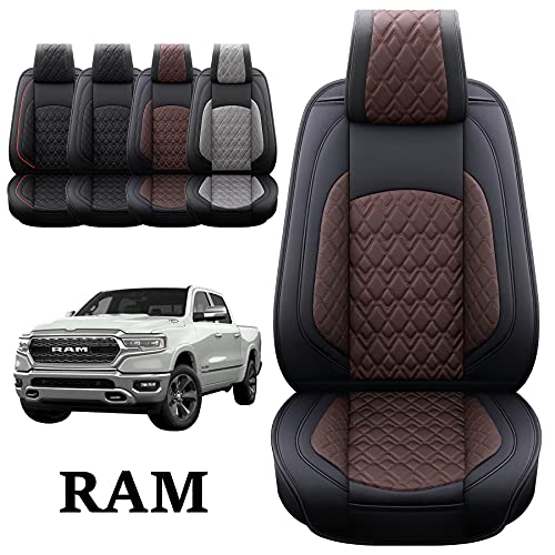 Car Seat Covers for Dodge Ram 2 Pcs Front (2 PCS Front,Black-Brown)