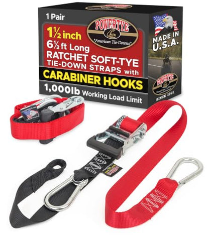 1.5 inch x 6.5ft Ratchet Straps w (6.5 ft / Red)