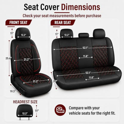 Car Seat Cover (N3 Black Red / Full Set)