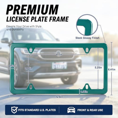 4 Holes Stainless Steel License Plate Frames (Green)