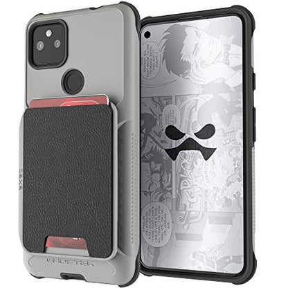Exec Magnetic Wallet Pixel 5a Case with Card Holder Perfect for Car Mounts Leather Pocket Holds 4 Credit Cards Removable for Wireless Charging Compatible 2021 Google Pixel5a (Pixel 5a / Gray)