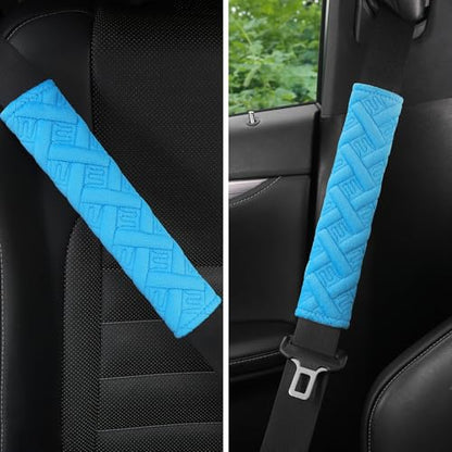 2 Pack Universal Car Seat Belt Pads Cover for A More Comfortable Driving (blue)
