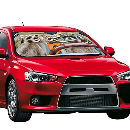 Raccoon Driving Car Windshield Sunshade Front Window Sun Visor Protector Foldable Shield Cover for Truck SUV (Black9 / Small)