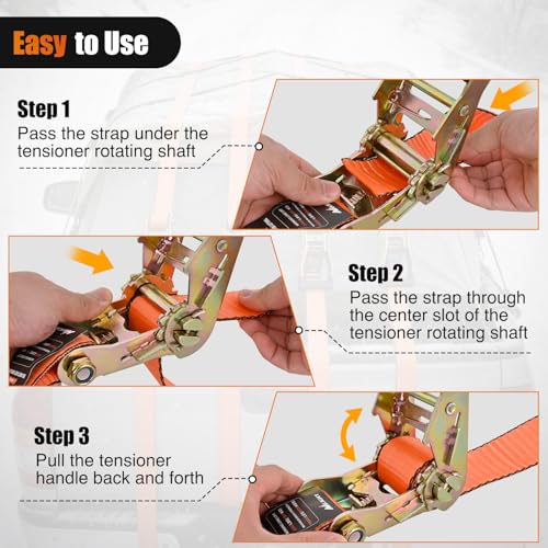 Flat Hook Ratchet Straps 4 Pack 2 in x 30 Ft (4Pcs 2in x 30ft Flat Hook Straps)