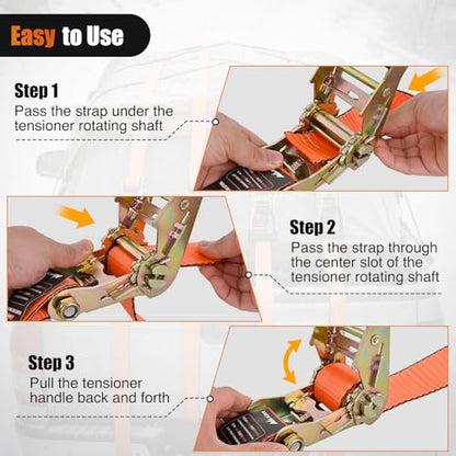 Flat Hook Ratchet Straps 4 Pack 2 in x 30 Ft (4Pcs 2in x 30ft Flat Hook Straps)