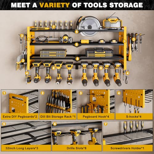 Power Tool Drill Holder Wall Mount (Yellow)