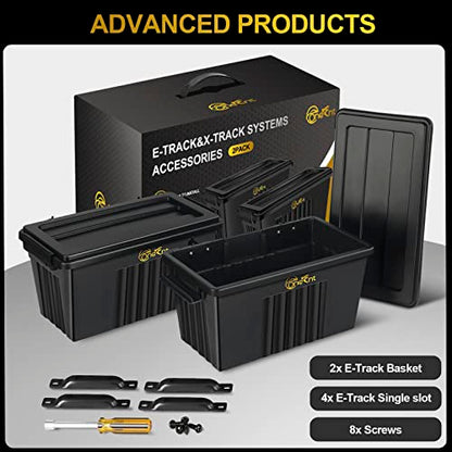 2-Pack E-Track Basket Storage Bins, 14.5 Inche Long, 200 lbs Capacity