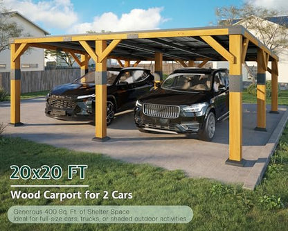 20x20x9.2 FT Heavy Duty Cedar Wood Carport for 2 Cars (20x20x9.2 FT)