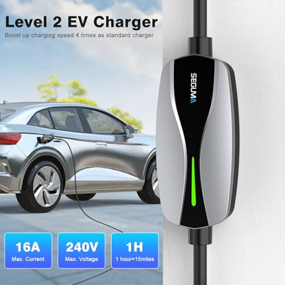 Level 1 2 EV Charger 16Amp Electric Car Charger for J1772 BEVs (Silver / 16A EV Charger)