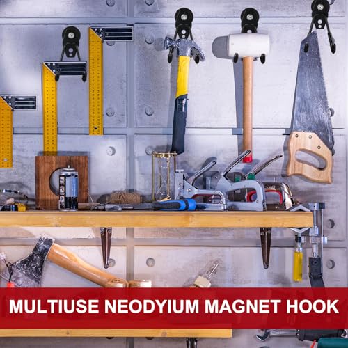26 Pcs Large Magnetic Hooks Heavy Duty Garage Magnet Hooks Strong Storage Utility Magnetic Hangers with Anti Slip Rubber Coating for Indoor and Outdoor Hanging (Black)