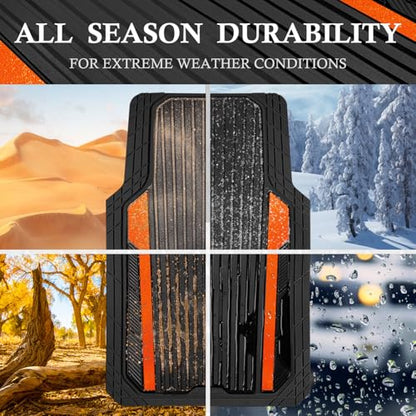 Heavy Duty Rubber Car Mats Metallic (Black Orange)