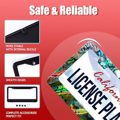 Faux Abalone Shell License Plate Frame Stainless Steel 2 (Faux Abalone)