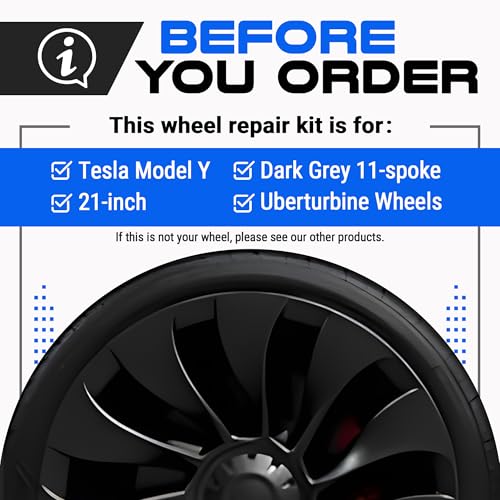 Premium Tesla Wheel Curb Rash Repair Kit for Model Y 21 (Tesla Model Y / 21" Charcoal Grey Uberturbine Performance)
