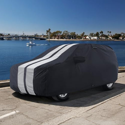Car Cover Waterproof All Weather for 1995 (67. Explorer 4-Door 1995-2010 / Black / Gray (Stripe))
