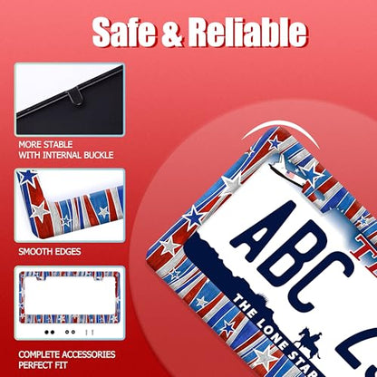 American License Plate Frame Stainless Steel USA Flag License Holder (Personalized American Flag)