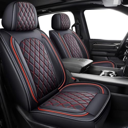 Dodge Ram Seat Cover Full Set Fit for 2009 (Black and Red / Full Set (Flat Back))