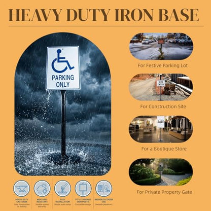 Heavy Duty Cast Iron Sign Post Base Kit (17")