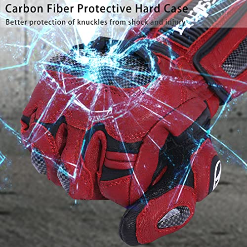 Unisex Leather Motorcycle Touch Gloves KM045 Oxblood (X-Large / Oxblood/Black)