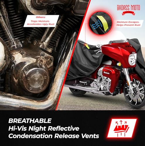 Heavy Duty Motorcycle Cover for XL Touring (Badass Black / [XL] 108"L x 42"w x 60"H)