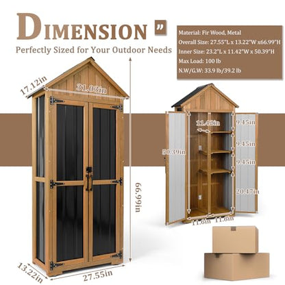 Outdoor Storage Cabinet Waterproof (Black / Standard 28" x 13.3" x 67")
