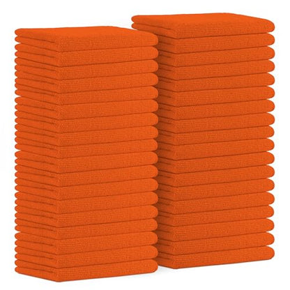 Microfiber Cleaning Cloths (Pack of 36 - 16x16 Inches / Orange)