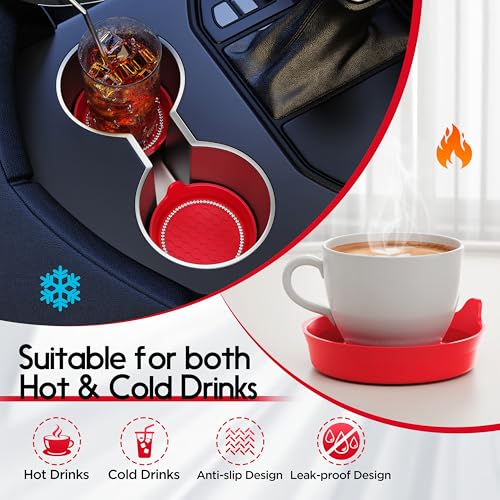 2 Pack Car Cup Holder Coaster Bling Crystal Rhinestone Car Interior (Red / 2 Pack)