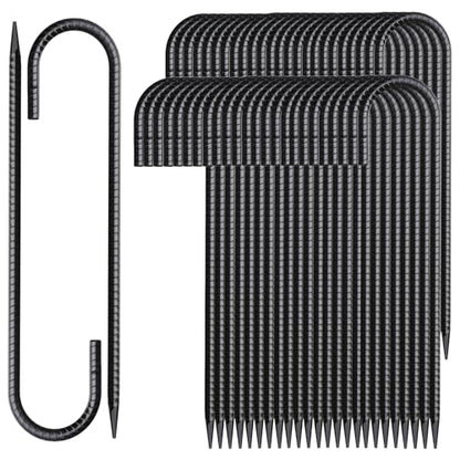 12 Inch Rebar Stakes 50 Pack J Hook Ground Stakes Heavy Duty Chain Link Fence Stakes Galvanized Anchors Metal Tent Stakes for Wire Fencing Concrete Forming Trampolines Camping Canopies Shed Swing (J-12"x5/16"-50pcs)