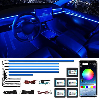 Acrylic Interior Car LED Strip Light with Wireless APP (RGB 6 Lights)