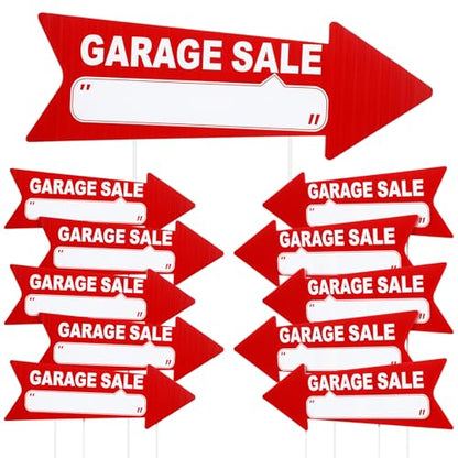 12 Pcs Garage Sale Signs with Stakes Double Sided (Red and White)