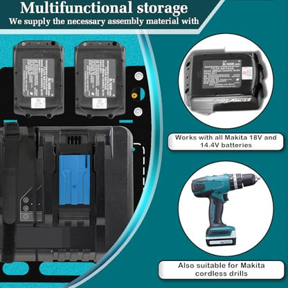 Wall Mount for Makita Battery Holder and DC18RC DC18RD Chargers (Black)