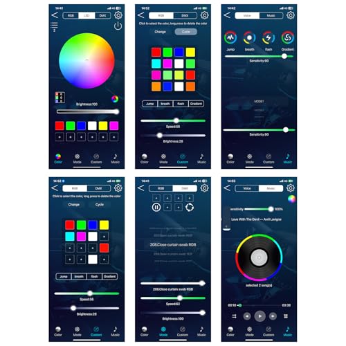 Interior Car LED Lights RGB 6 in1
