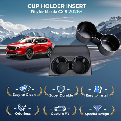 Center Console Cup Holder Inserts for Mazda CX5 2026 (Fits for 2026+ CX-5, Front & Rear)