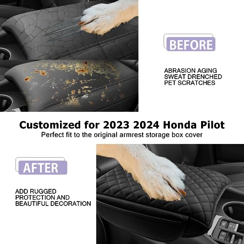 Center Console Cover Compatible with 2023 (2023-2026 Pilot Thick Black)