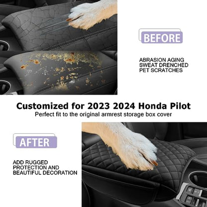 Center Console Cover Compatible with 2023 (2023-2026 Pilot Thick Black)
