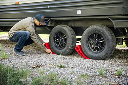 Single Camper Leveler Block with Rubber Mat for RVs and Trailers Up to 30000 lbs Made in USA (Single w/ Rubber Mat)