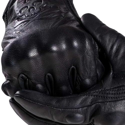 Goatskin Leather Motorcycle Motorbike Powersports Racing Gloves Reflective Skull Touchscreen for Men and Women Model (HEE7 / Small)